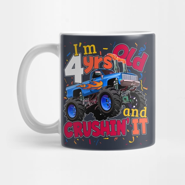 Monster Truck Design Gift For 4 Year Old Boy Birthday by TeeShirt_Expressive